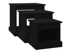 Mesas de centro 3 pcs derivados de madeira preto PT391818