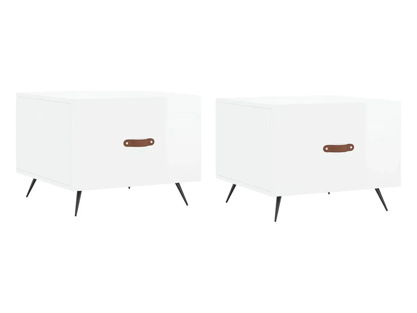 Mesas de centro 2 pcs 50x50x40 cm branco brilhante