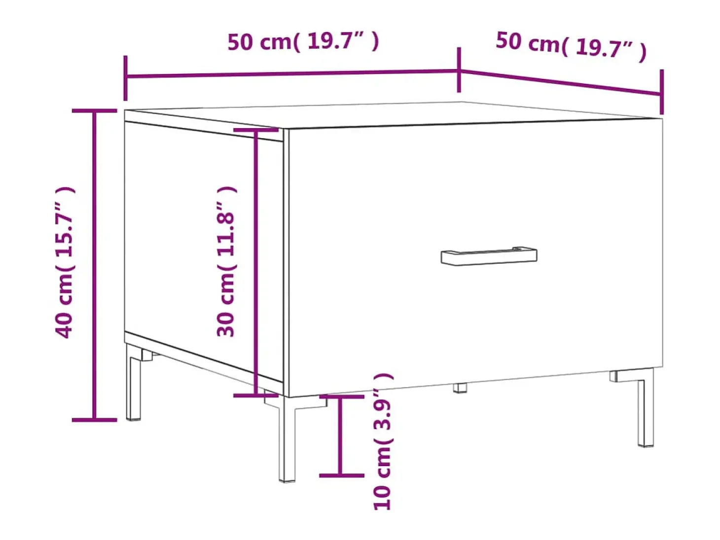 Mesas de centro 2 pcs 50x50x40 cm branco brilhante