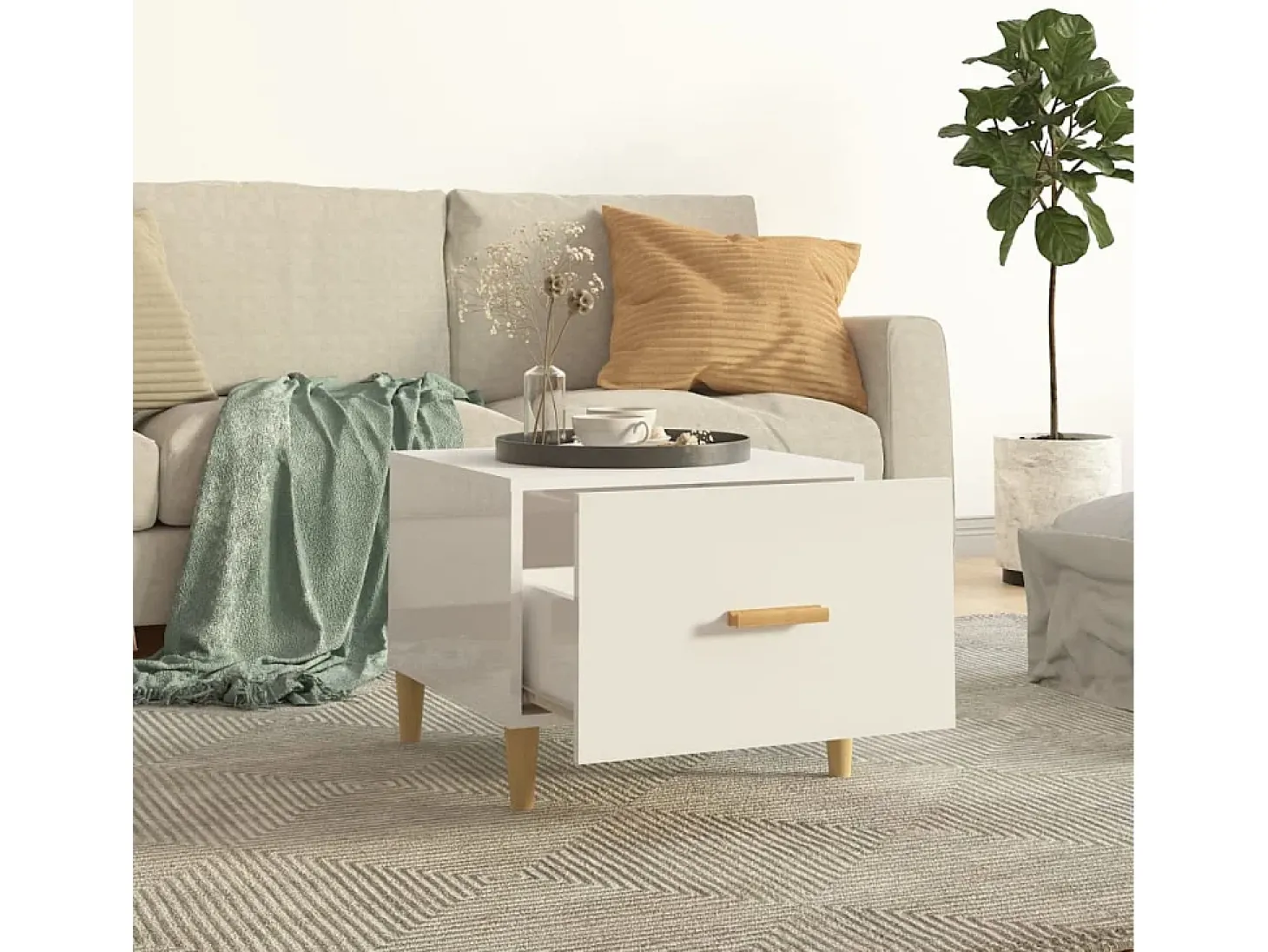 Mesas de centro 2 pcs 50x50x40 cm branco brilhante PT109820