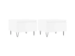 Mesas de centro 2 pcs 50x46x35 cm derivados de madeira branco PT896347