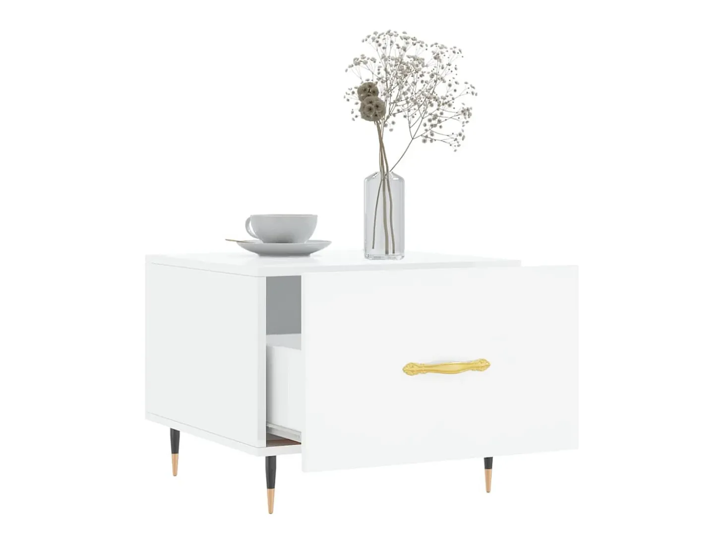 Mesas de centro 2 pcs 50x50x40 cm branco brilhante