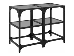 Mesas de centro c/ tampo em vidro preto 2 pcs 30x30x45 cm aço