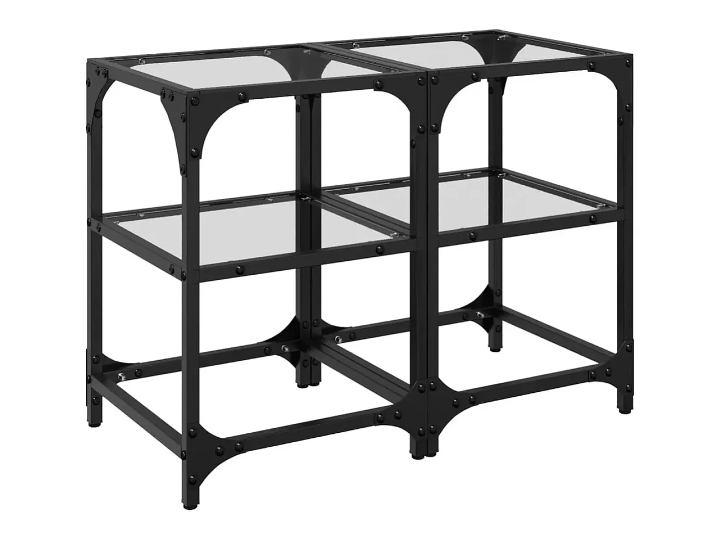 Mesas de centro c/ tampo vidro transparente 2pcs 30x30x45cm aço