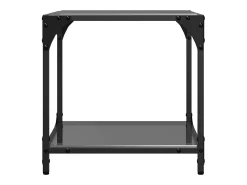 Mesas de centro c/ topo em vidro preto 2 pcs 40x40x40 cm aço PT432911