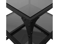 Mesas de centro c/ topo em vidro preto 2 pcs 40x40x45 cm aço