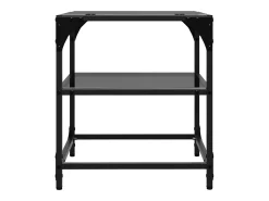 Mesas de centro c/ topo em vidro preto 2 pcs 40x40x45 cm aço