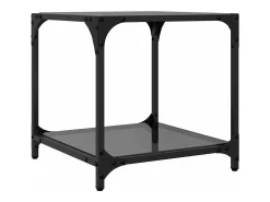Mesas de centro c/ topo em vidro preto 2 pcs 40x40x40 cm aço