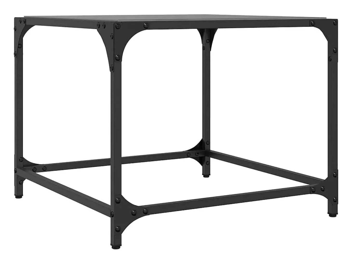 Mesas de centro c/ topo em vidro preto 2 pcs 50x50x40 cm aço PT842609