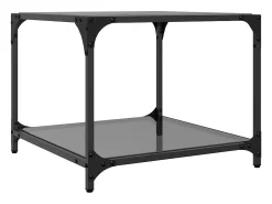 Mesas de centro c/ topo em vidro preto 2 pcs 50x50x40 cm aço