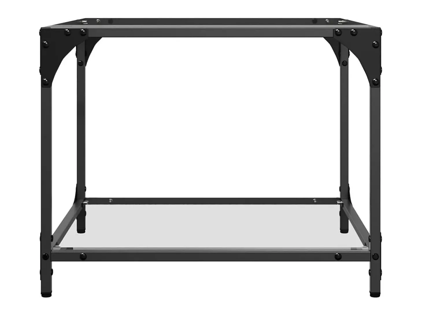 Mesas de centro c/ topo vidro transparente 2 pcs 50x50x40cm aço PT910477