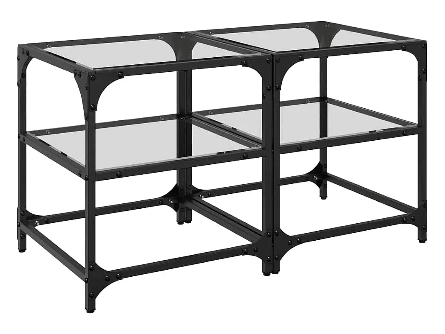 Mesas de centro c/ topo vidro transparente 2 pcs 40x40x45cm aço PT376137