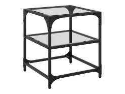 Mesas de centro c/ topo vidro transparente 2 pcs 40x40x45cm aço PT376137