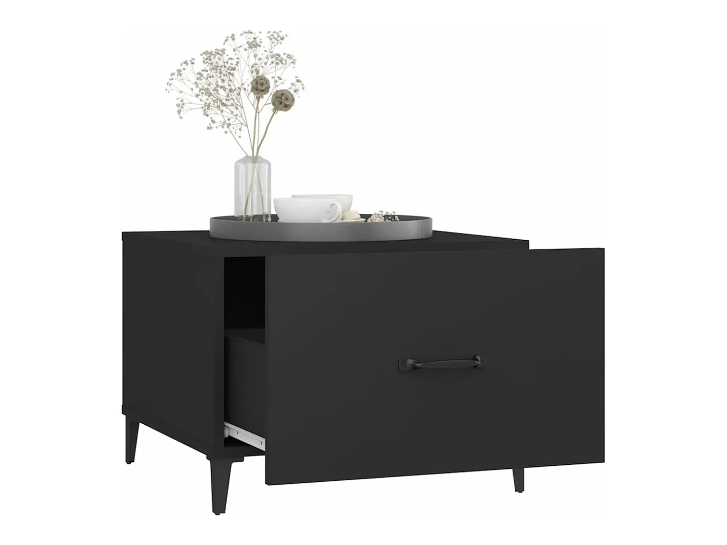 Mesas de centro com pernas de metal 2 pcs 50x50x40 cm preto