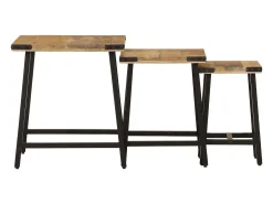 Mesas de centro de encastrar 3 pcs mangueira maciça e ferro PT383653