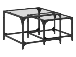 Mesas de centro encastrar 2 pcs c/ tampo vidro transparente aço PT378802