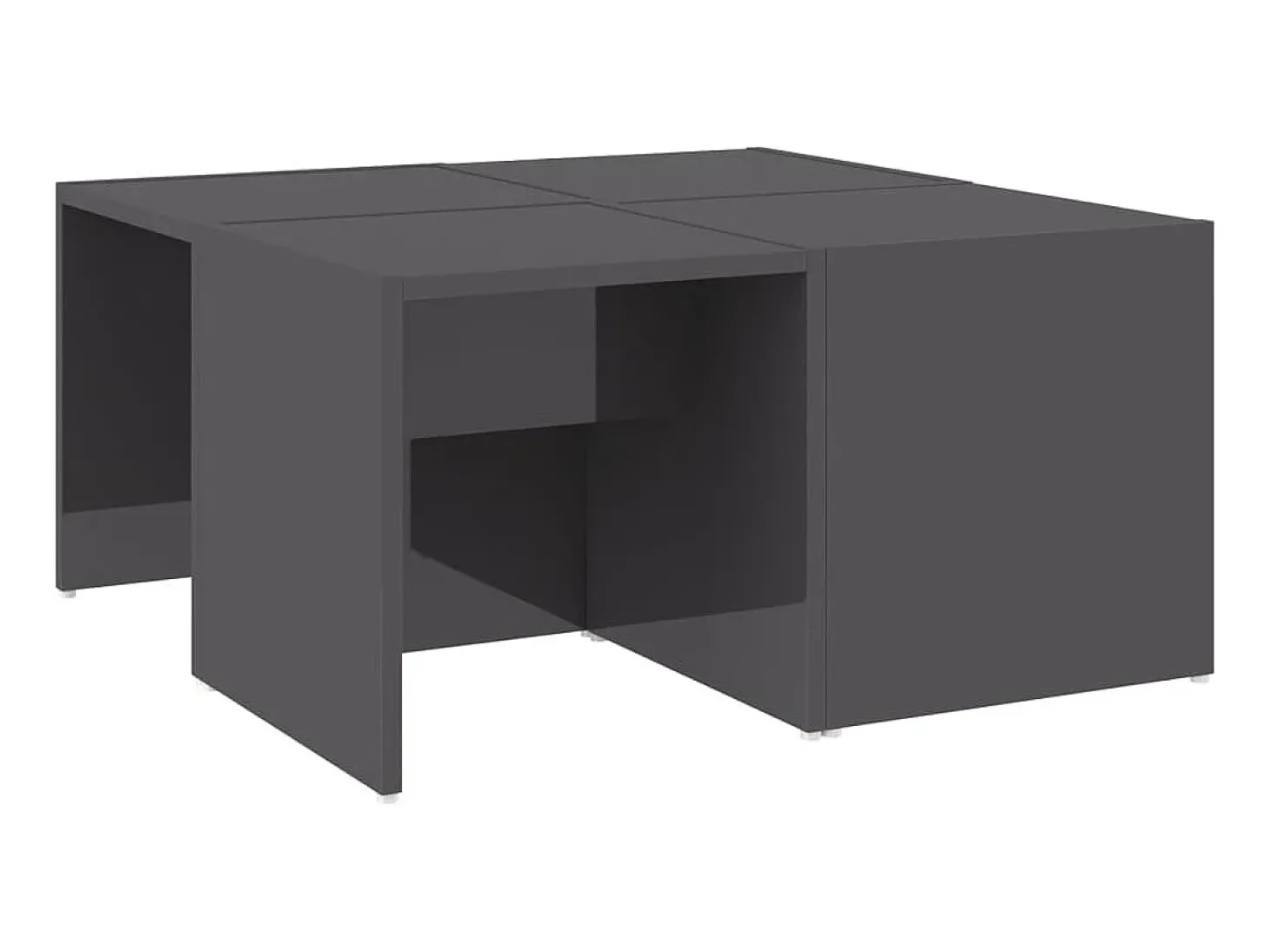 Mesas de centro 4pcs derivados de madeira cinza brilhante PT121801