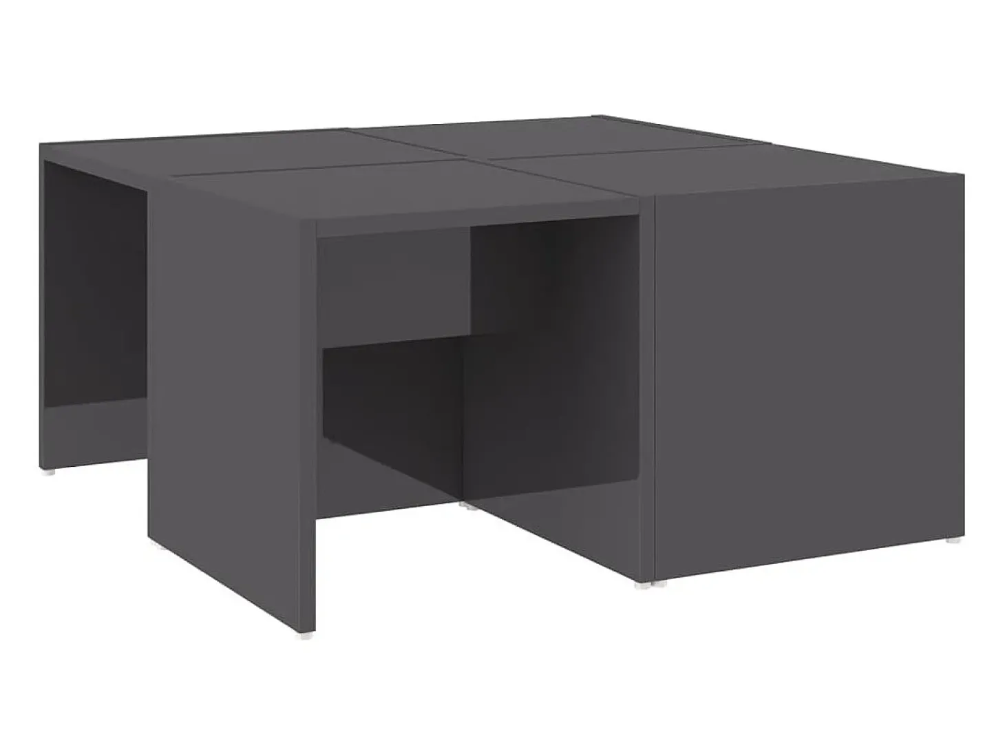 Mesas de centro 4pcs derivados de madeira cinza brilhante
