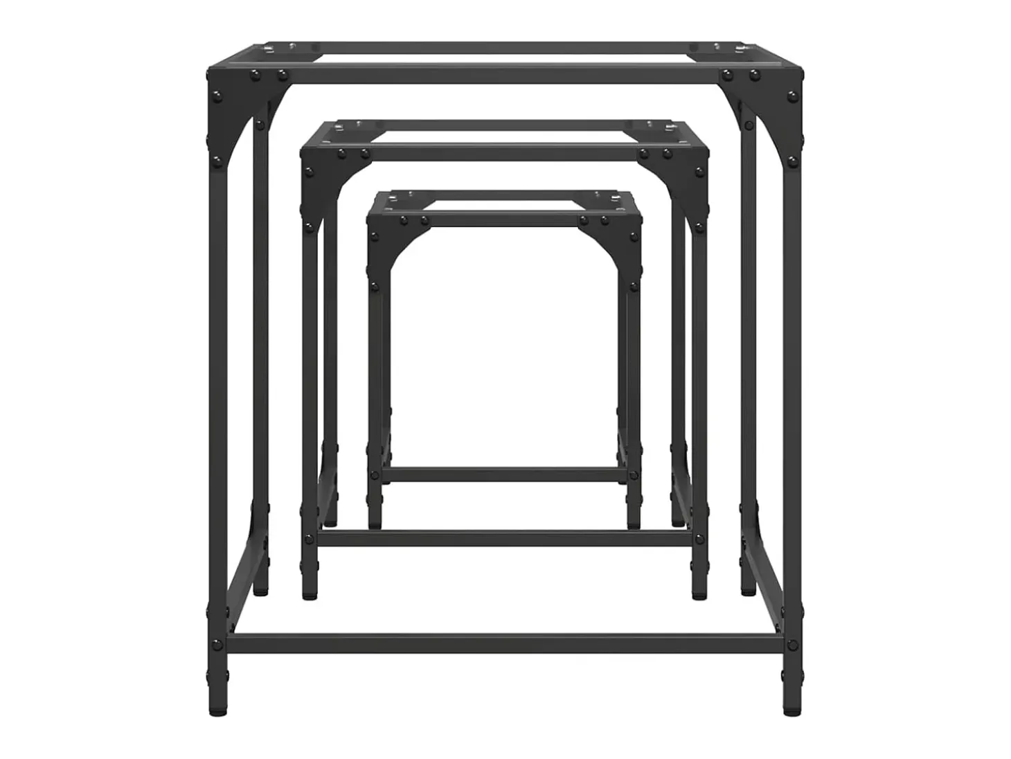 Mesas de encaixar 3 pcs c/ tampo vidro transparente aço