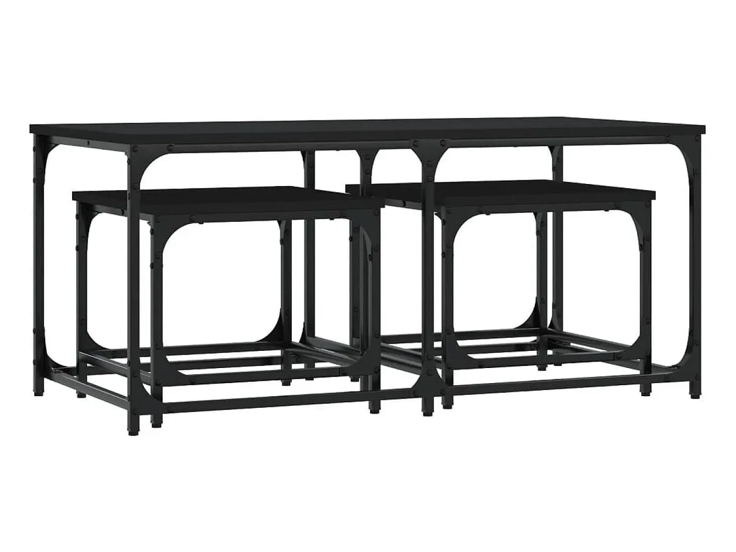 Mesas de encaixar 3 pcs derivados de madeira preto