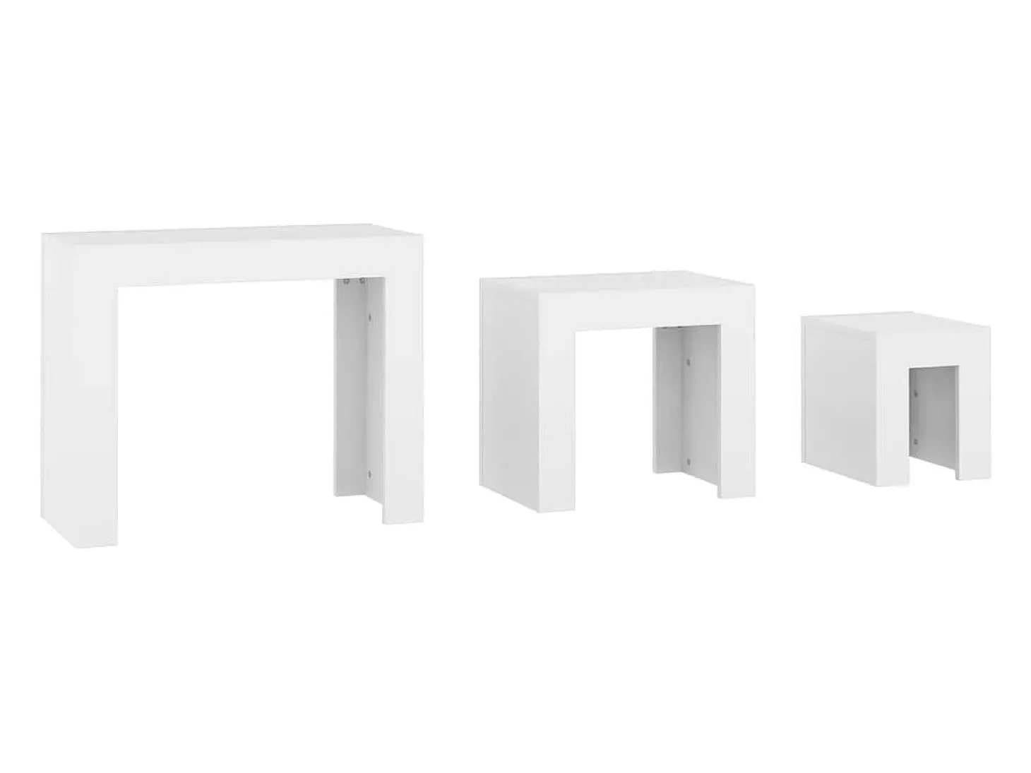 Mesas de encaixar 3 pcs derivados de madeira branco