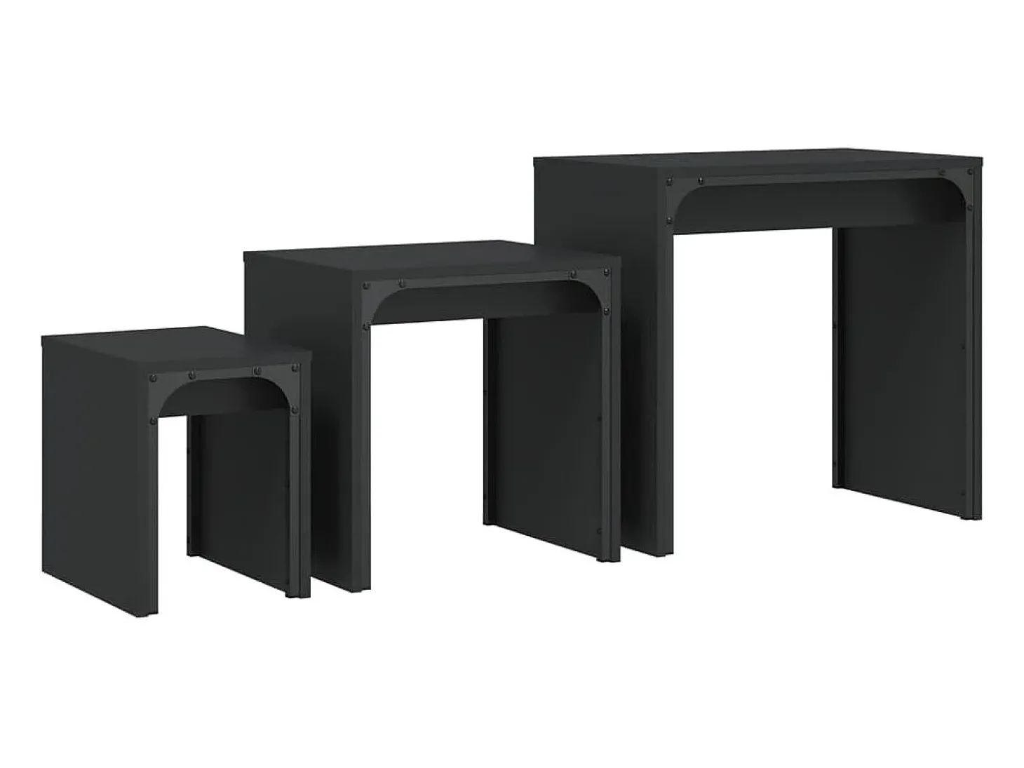 Mesas de encaixar 3 pcs derivados de madeira preto