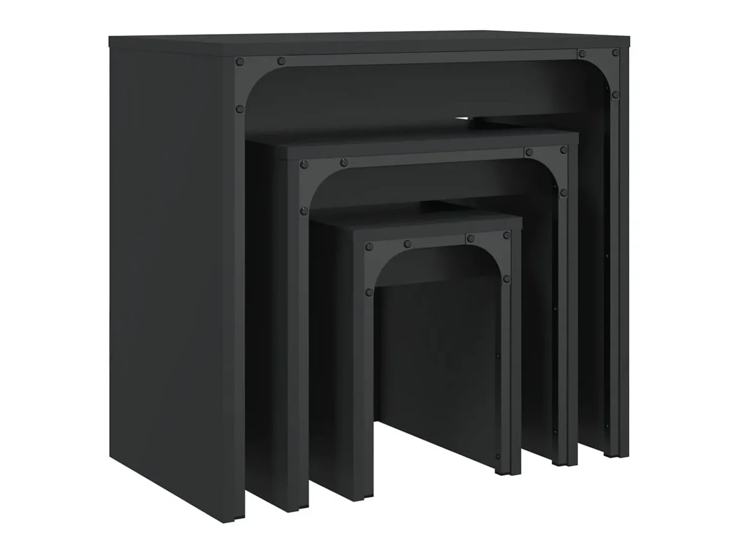 Mesas de encaixar 3 pcs derivados de madeira preto