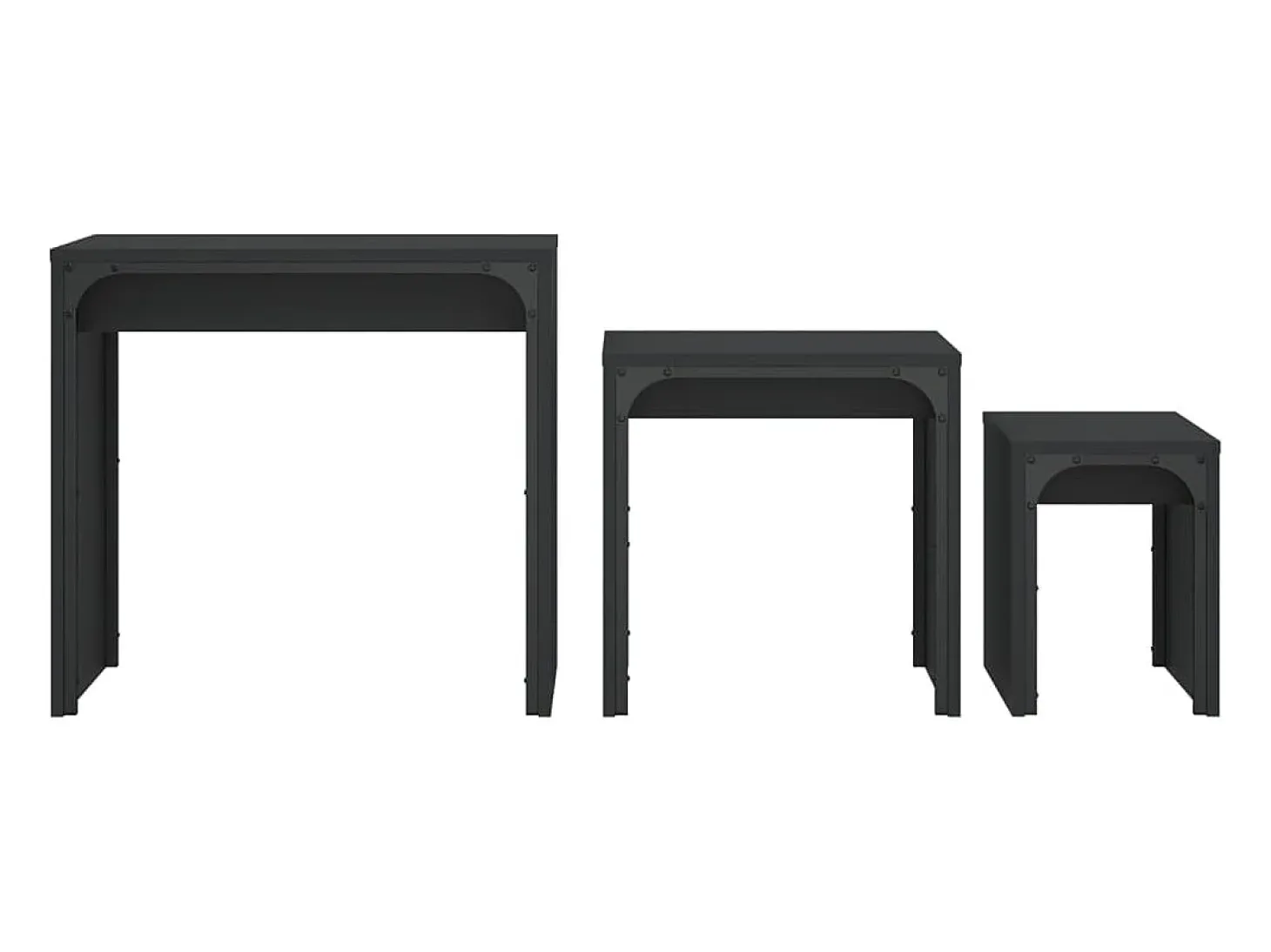 Mesas de encaixar 3 pcs derivados de madeira preto