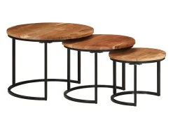 Mesas de encaixar 3 pcs madeira de acácia maciça