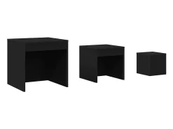 Mesas de encastrar 3 pcs derivados de madeira preto