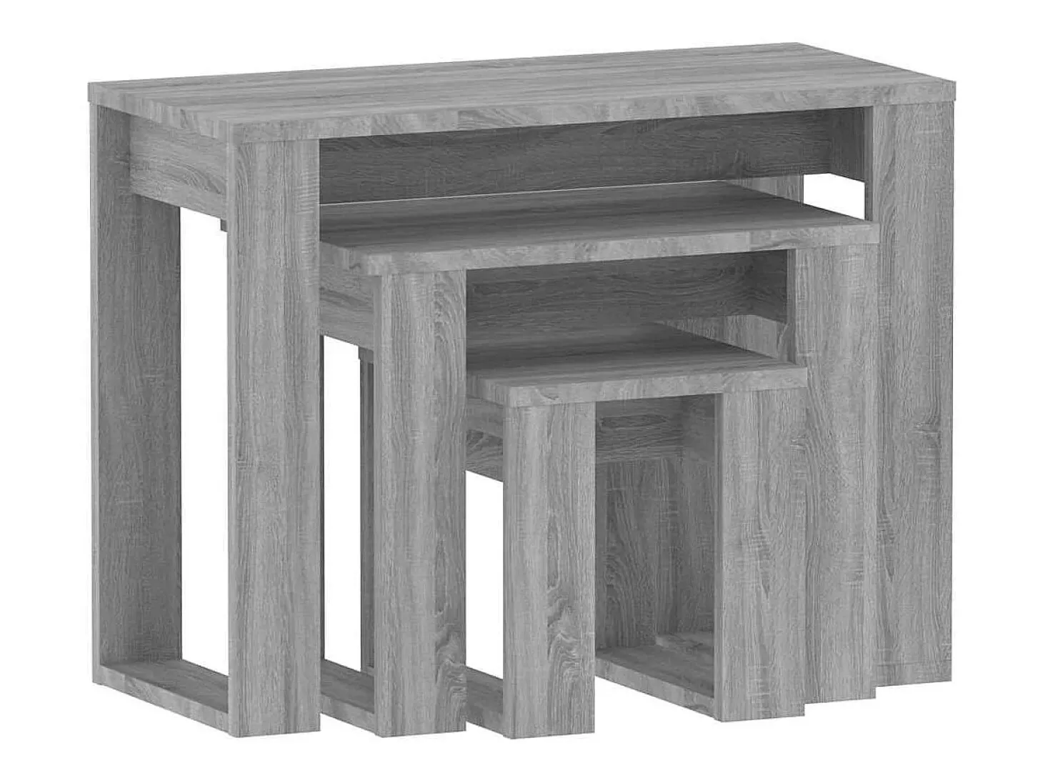 Mesas de encastrar 3 pcs derivados de madeira cinzento sonoma