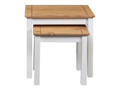 Mesas de encastrar 2 pcs madeira de pinho maciça Panama branco