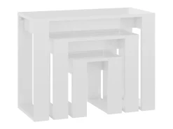 Mesas de encastrar 3 pcs madeira processada branco brilhante PT126661