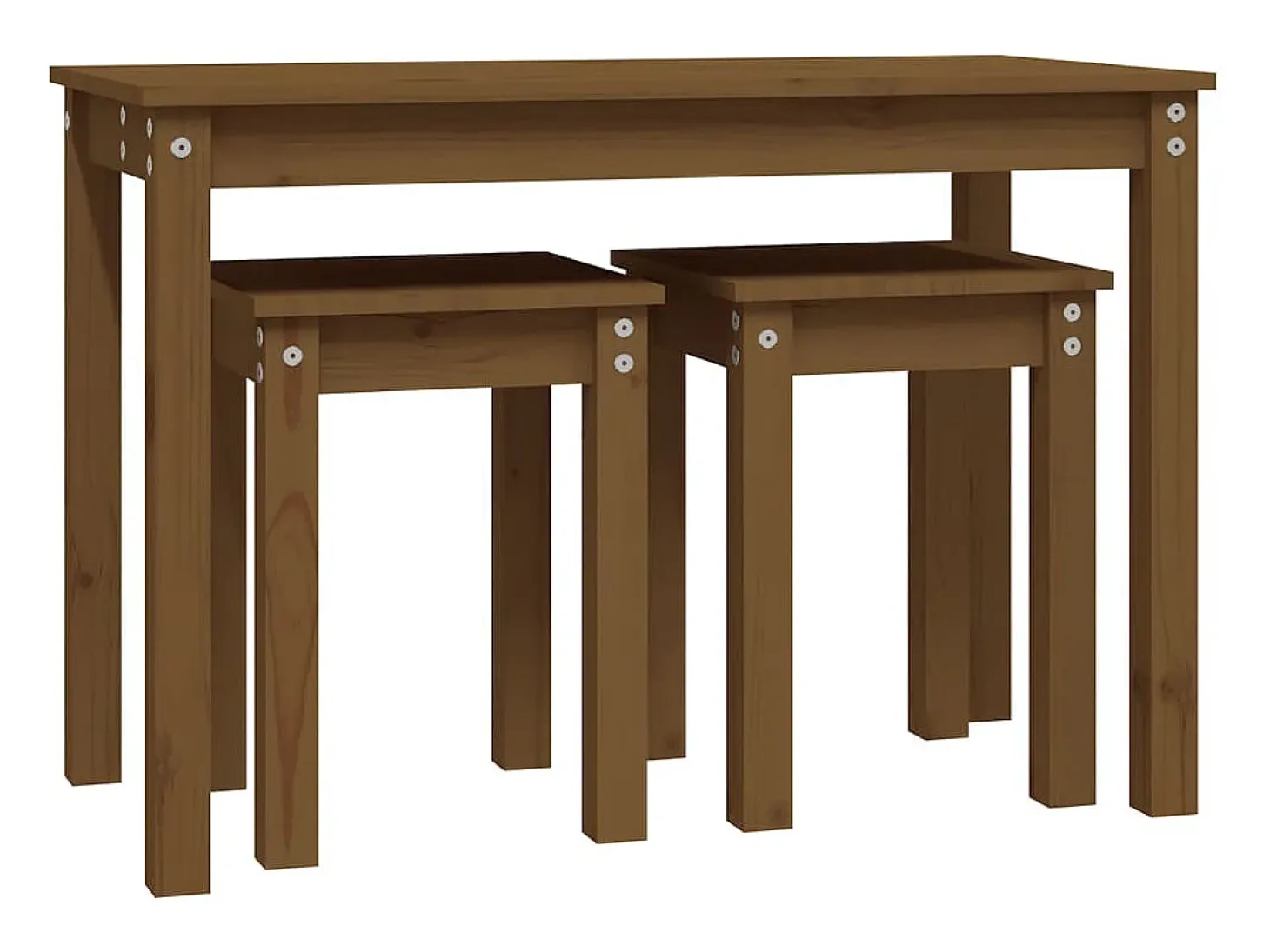 Mesas de encastrar 3 pcs madeira de pinho maciça castanho mel