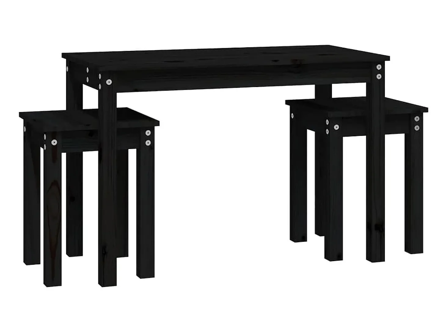 Mesas de encastrar 3 pcs madeira de pinho maciça preto PT213924