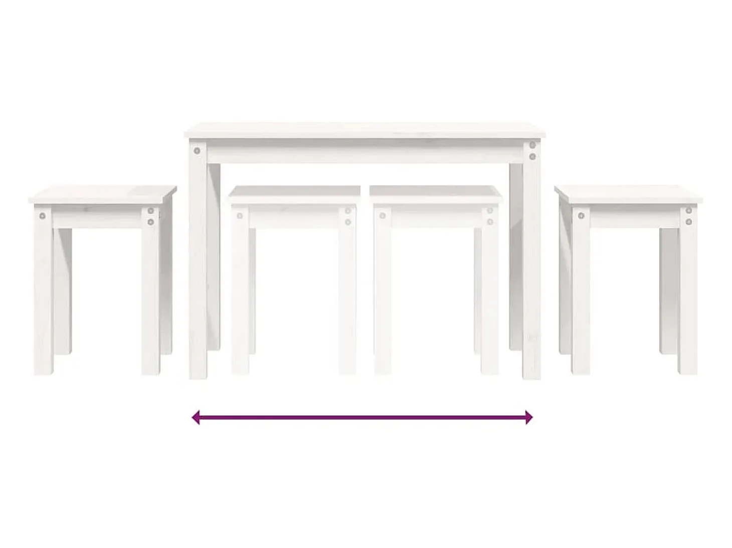 Mesas de encastrar 3 pcs madeira de pinho maciça branco