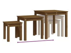 Mesas de encastrar 3 pcs madeira de pinho maciça castanho mel