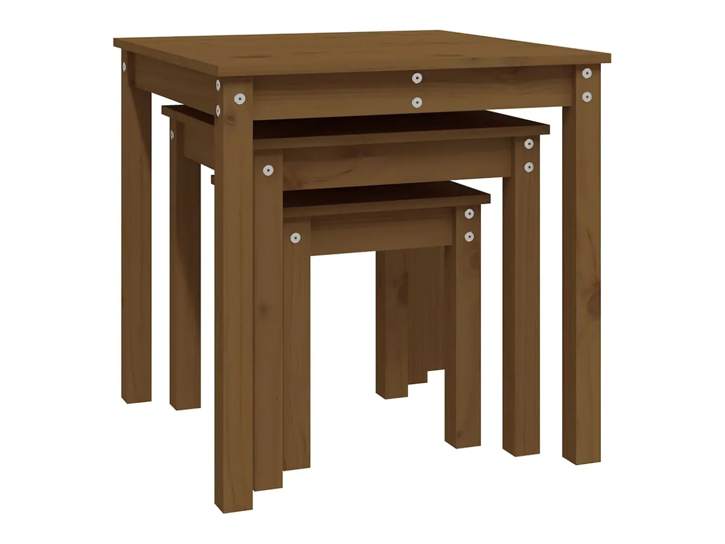 Mesas de encastrar 3 pcs madeira de pinho maciça castanho mel