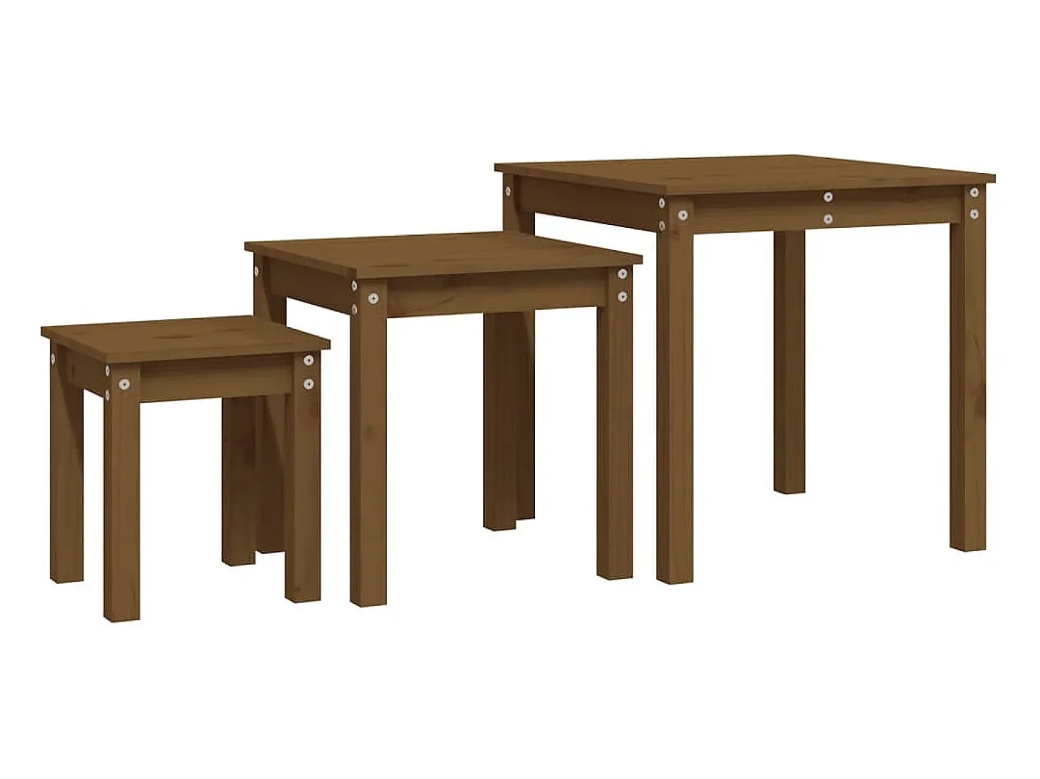 Mesas de encastrar 3 pcs madeira de pinho maciça castanho mel