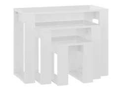 Mesas de encastrar 3 pcs madeira processada branco brilhante