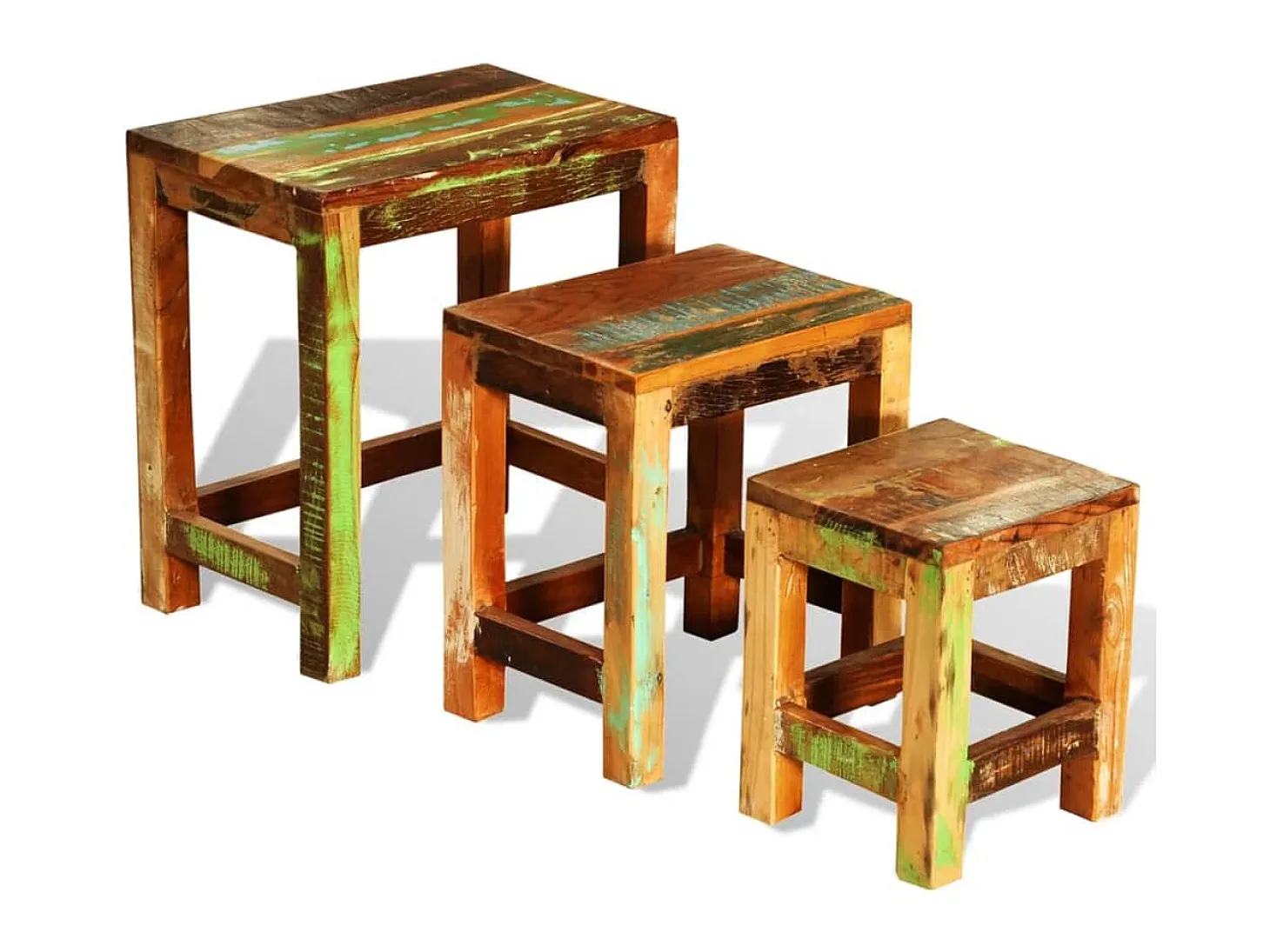 Mesas de encastrar vintage 3 pcs madeira reciclada PT353711