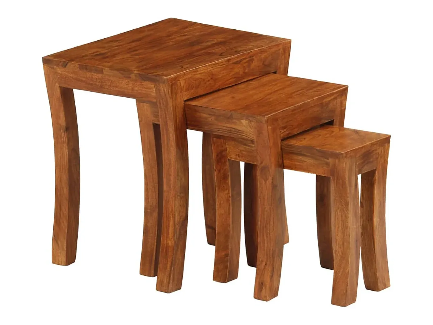 Mesas encastrar 3 pcs madeira acácia maciça 50x35x50cm castanho