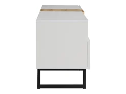 Meuble TV 180 cm - avec 2 tiroirs et 5 compartiments - en MDF - Blanc & Naturel