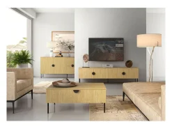 Meuble TV 4 Portes - Couleur Chêne - 200 CM - Collection MONDO