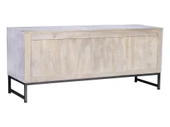 Meuble TV manguier e pés de metal branco antigo