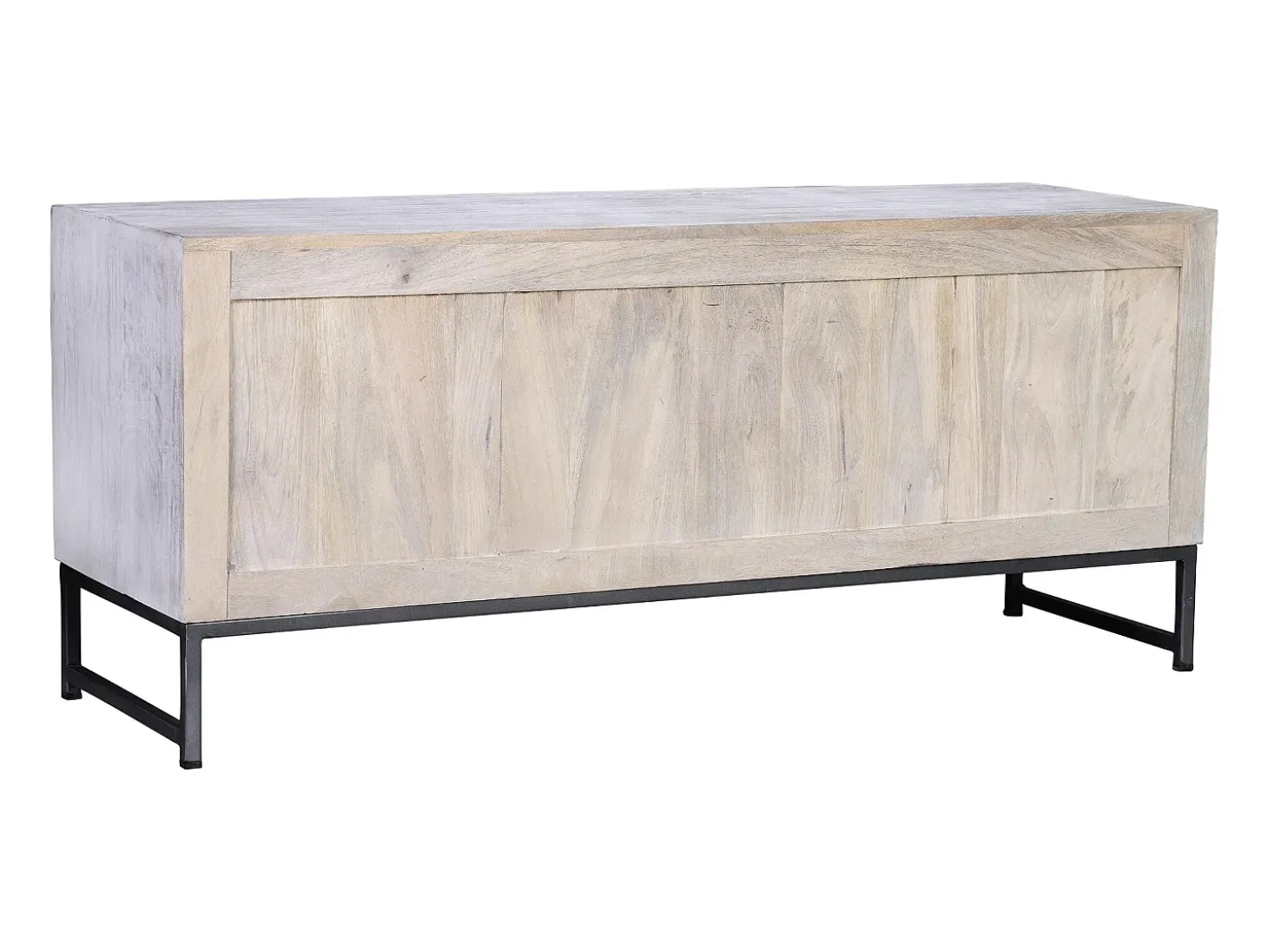 Meuble TV manguier e pés de metal branco antigo