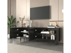 Meuble TV moderne - avec étagères réglables - en panneaux de particules - Noir