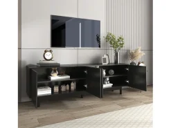 Meuble TV moderne - avec étagères réglables - en panneaux de particules - Noir