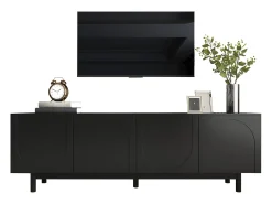 Meuble TV moderne - avec étagères réglables - en panneaux de particules - Noir