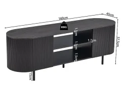 Meuble TV VAGOS – Coloris brun foncé – Meuble TV arrondi – 2 portes & 2 niches – 160 cm – Design contemporain